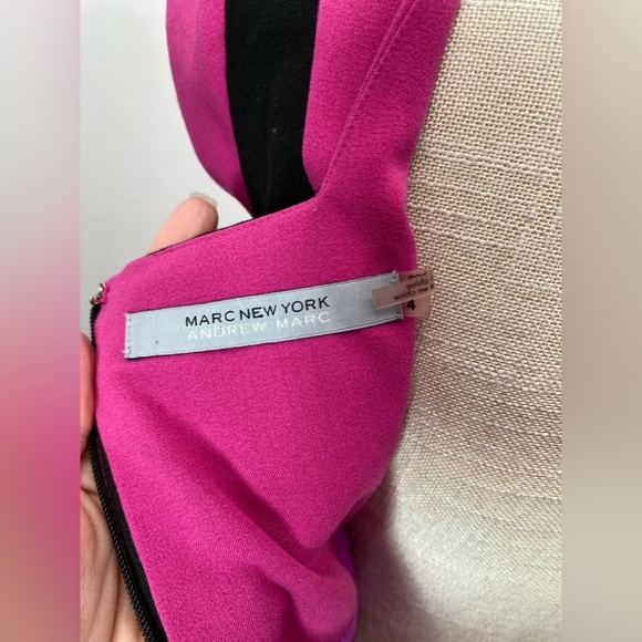 MARC NEW YORK BLACK PINK STRETCH SHEATH DRESS PANELED 4 SMALL - Picture 7 of 8